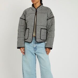 Free People Gingham Quilted Jacket